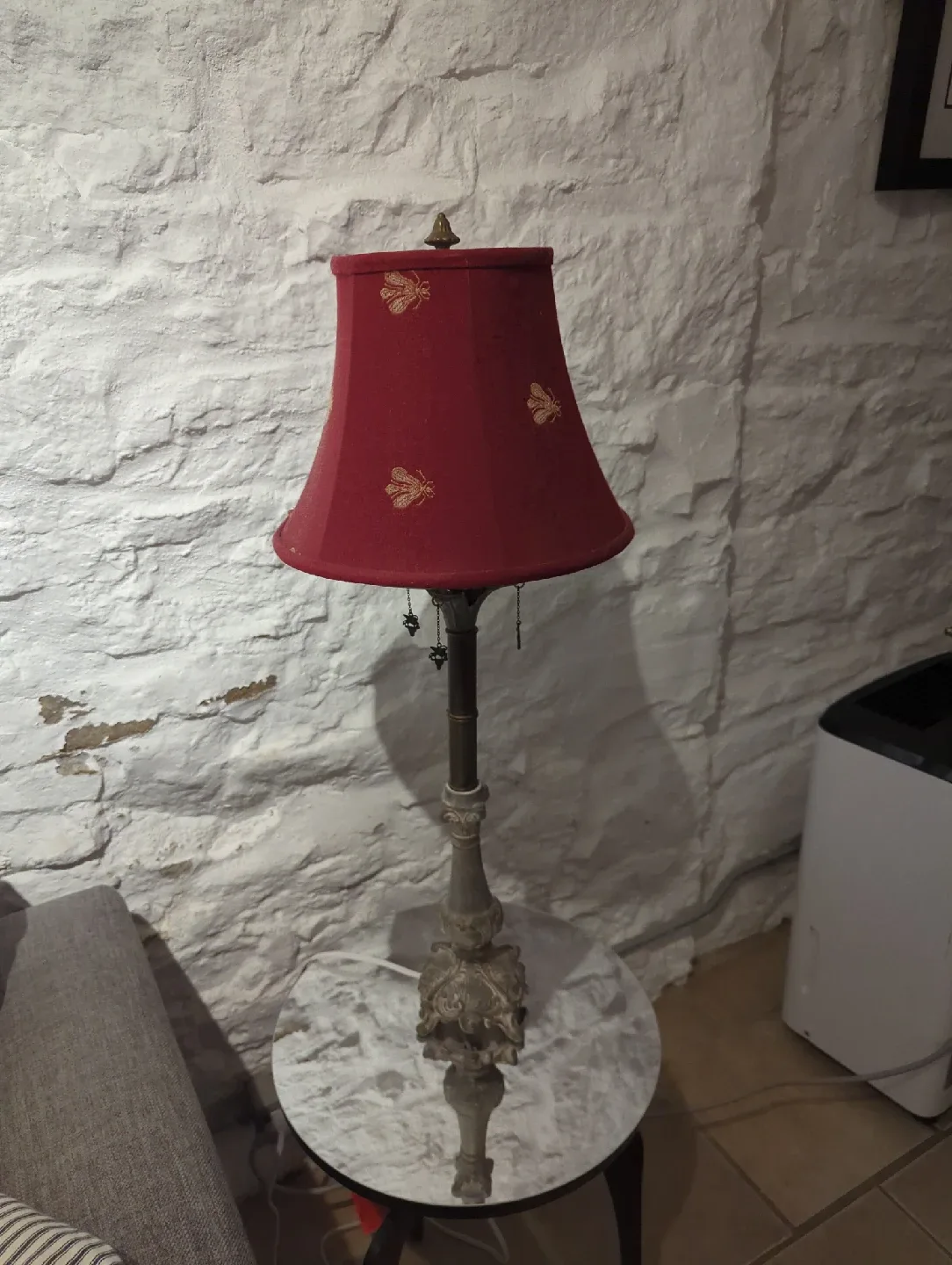 Antique Red Lamp with Bee Design thumbnail