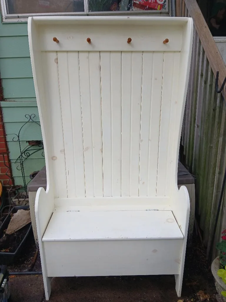 Hall Tree with Storage Bench - White thumbnail
