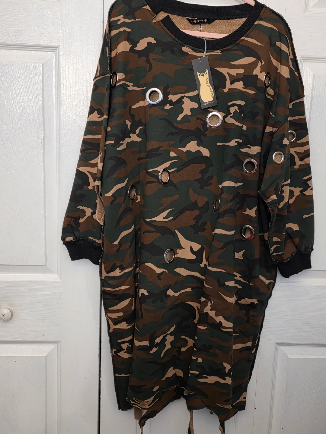 Camo Print Dress with grommets thumbnail