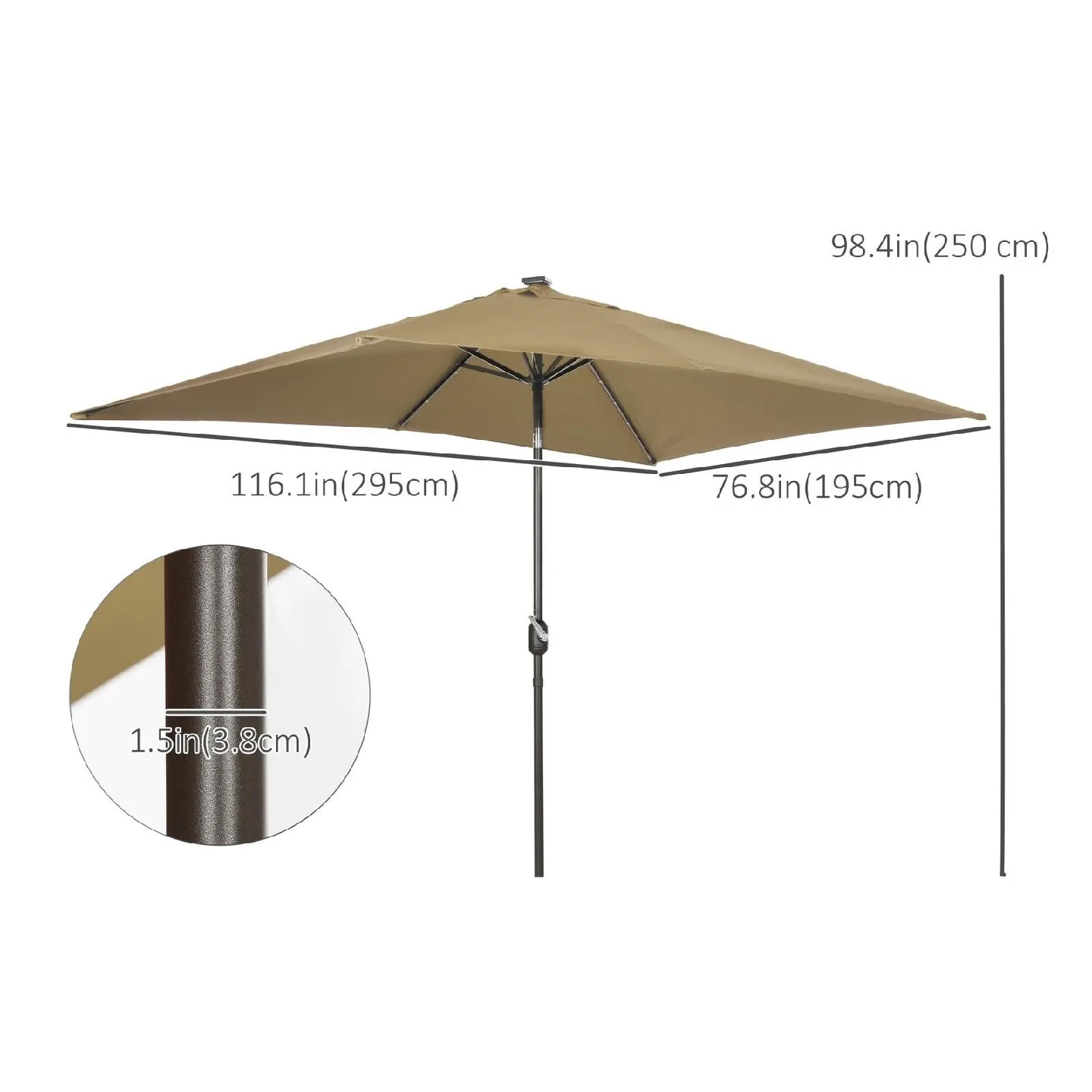 6.5x10ft Patio Umbrella with LED Lights image indicator(3)