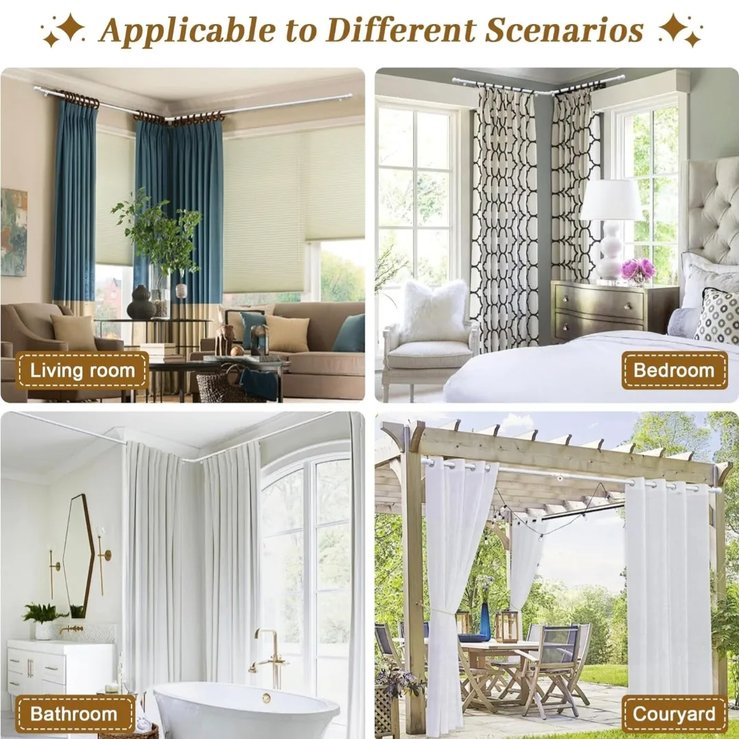 Adjustable Corner L-shaped Curtain Rods 30"-136", 1" Diameter image indicator(6)
