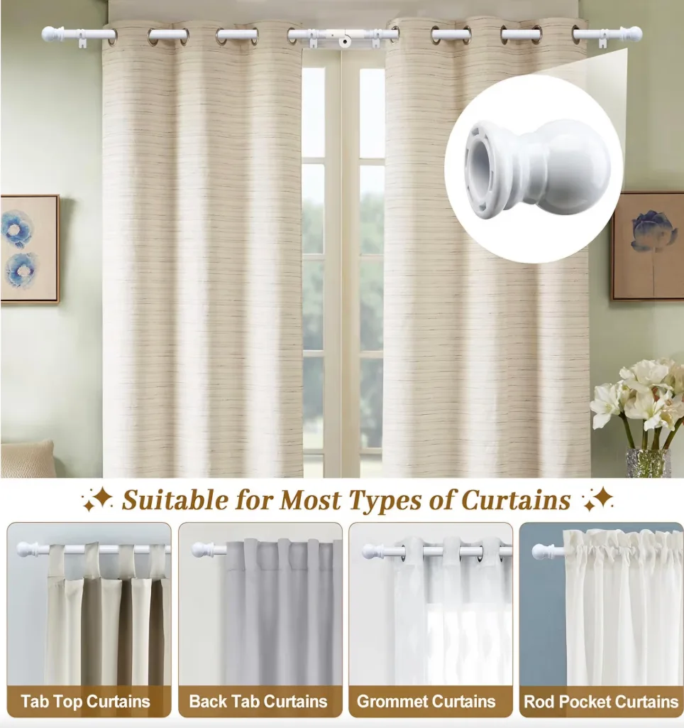 Adjustable Corner L-shaped Curtain Rods 30"-136", 1" Diameter image indicator(7)