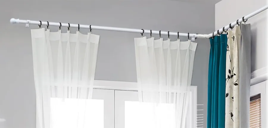 Adjustable Corner L-shaped Curtain Rods 30"-136", 1" Diameter thumbnail
