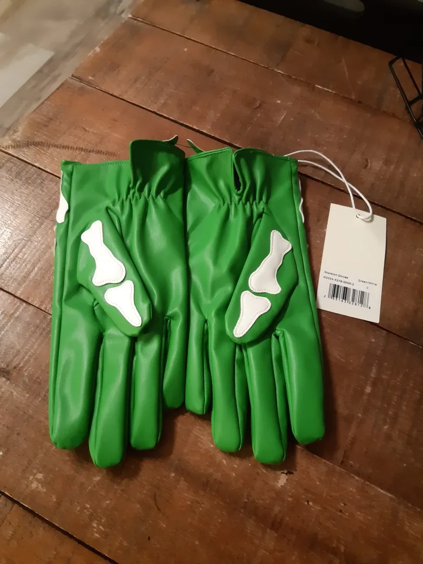 white/green skeleton gloves - new with tag - S/M image indicator(6)