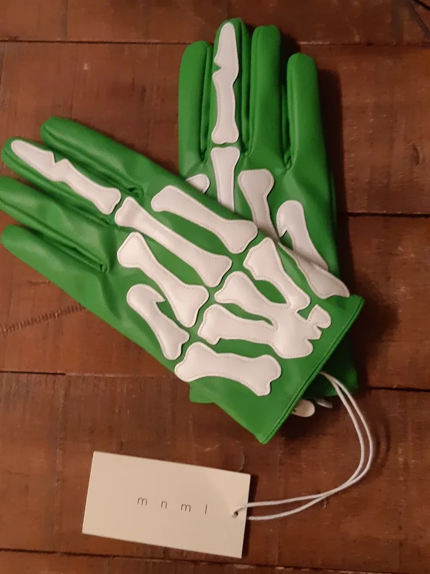 white/green skeleton gloves - new with tag - S/M image indicator(8)