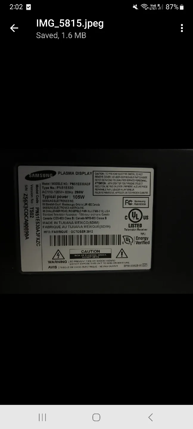 Samsung 50' plasma tv image indicator(3)