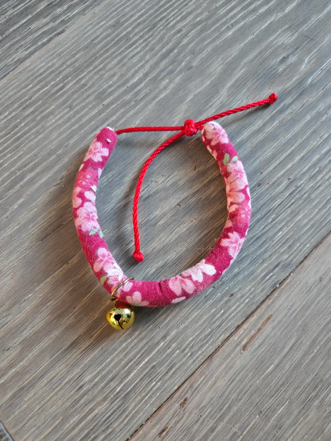 Red Floral Cat Collar with Bell thumbnail