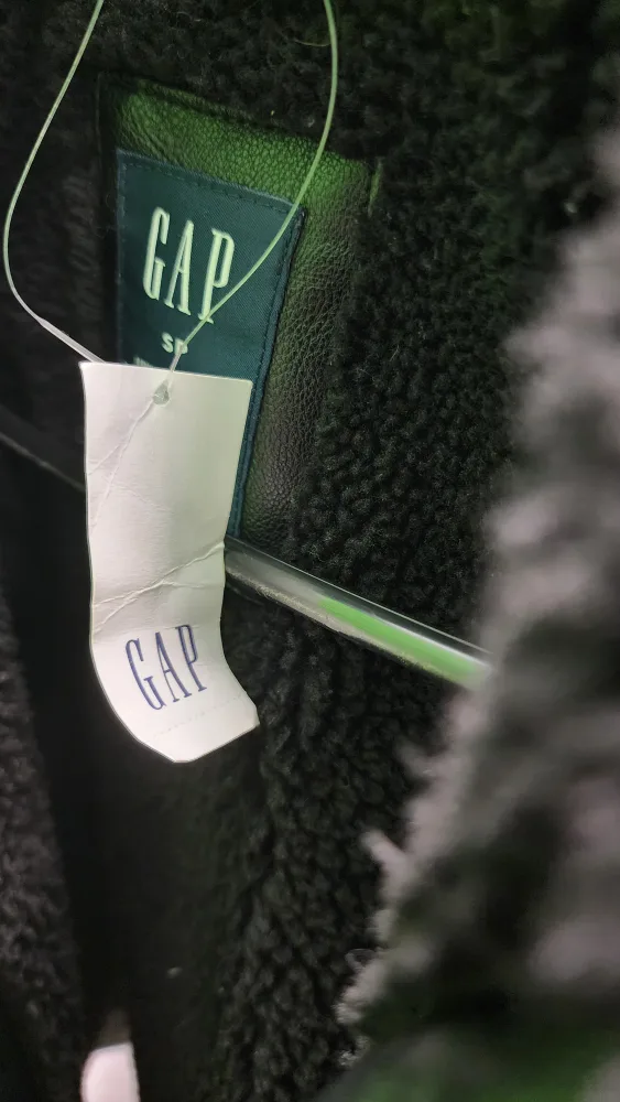 GAP Black Faux Leather Sherpa Jacket - Size SP image indicator(6)