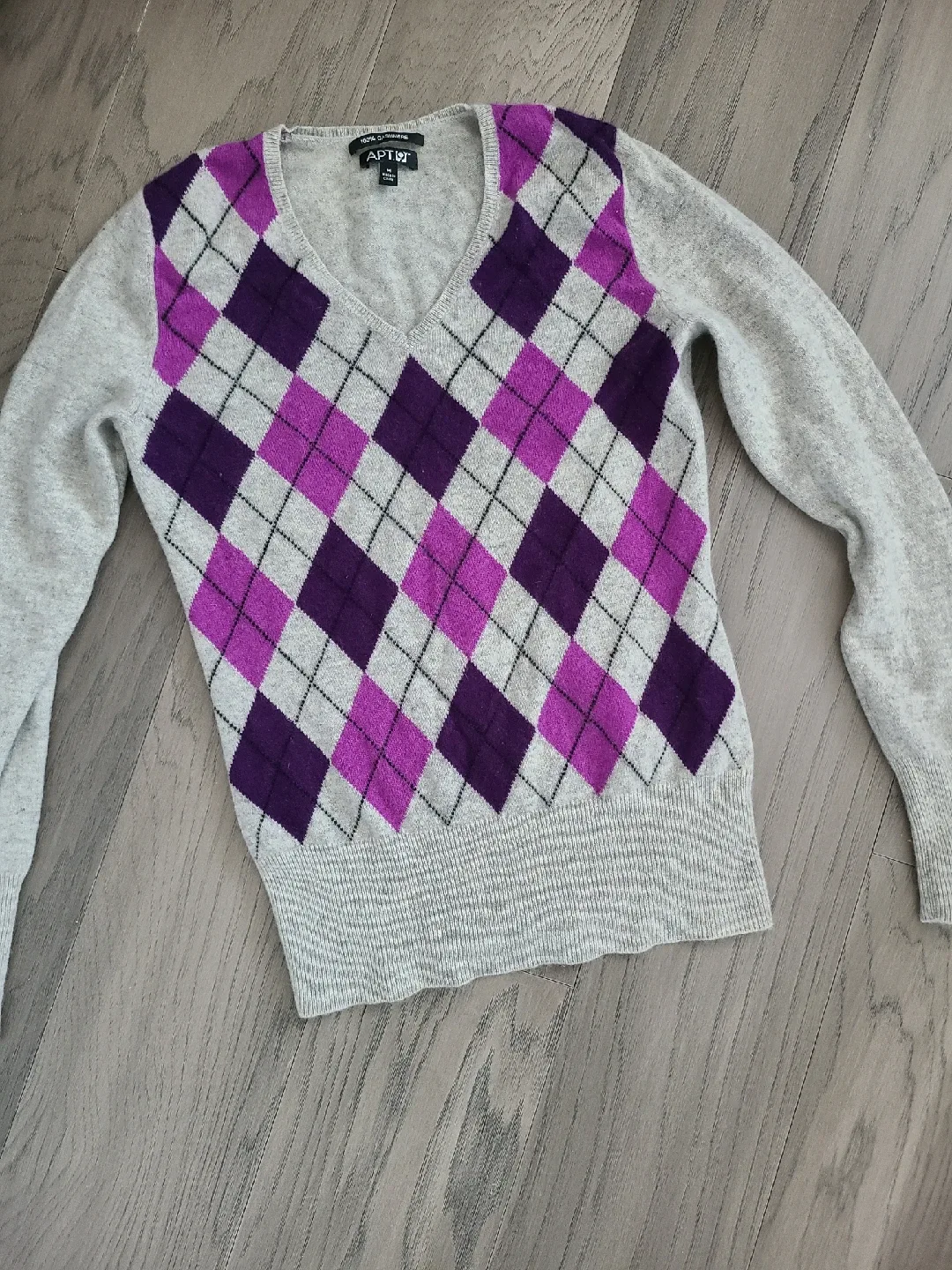 Cashmere Argyle Sweater - Size M Women's