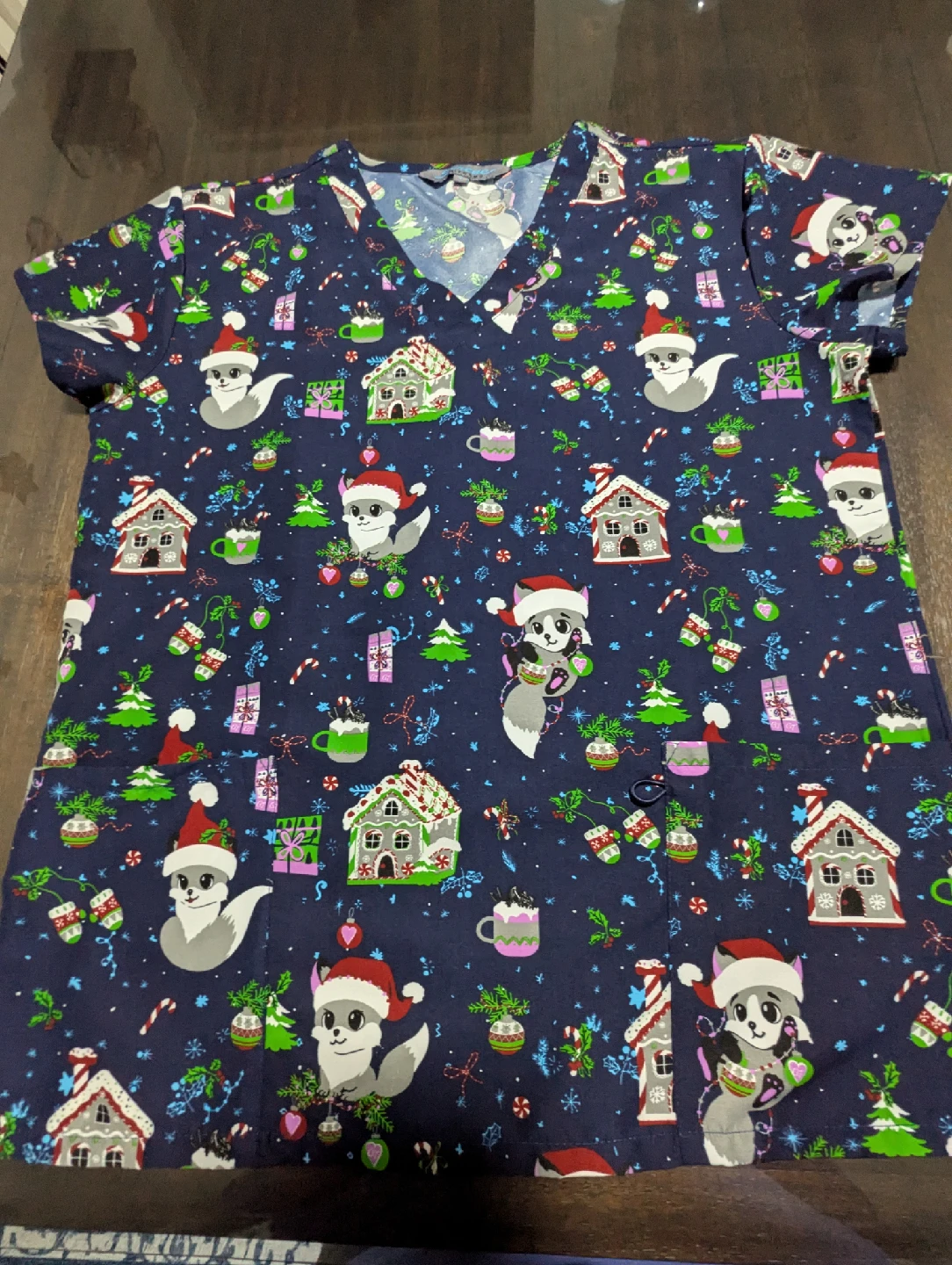 Scrub Uniform Top, Christmas Theme