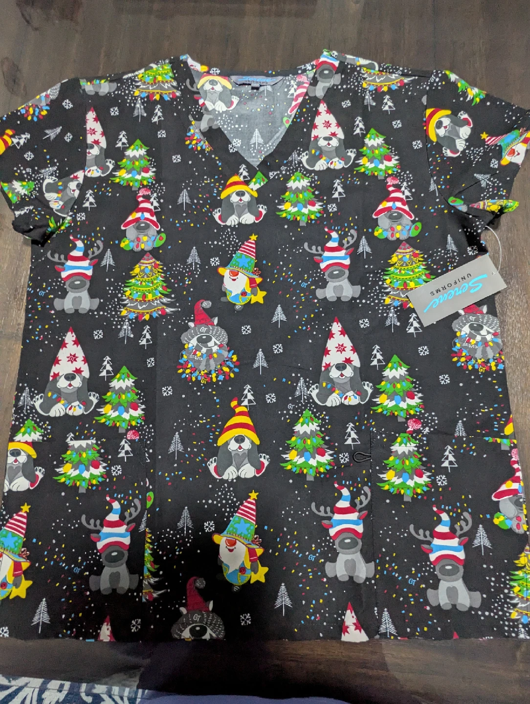 Scrub Uniform Top, Christmas Theme - photo 3