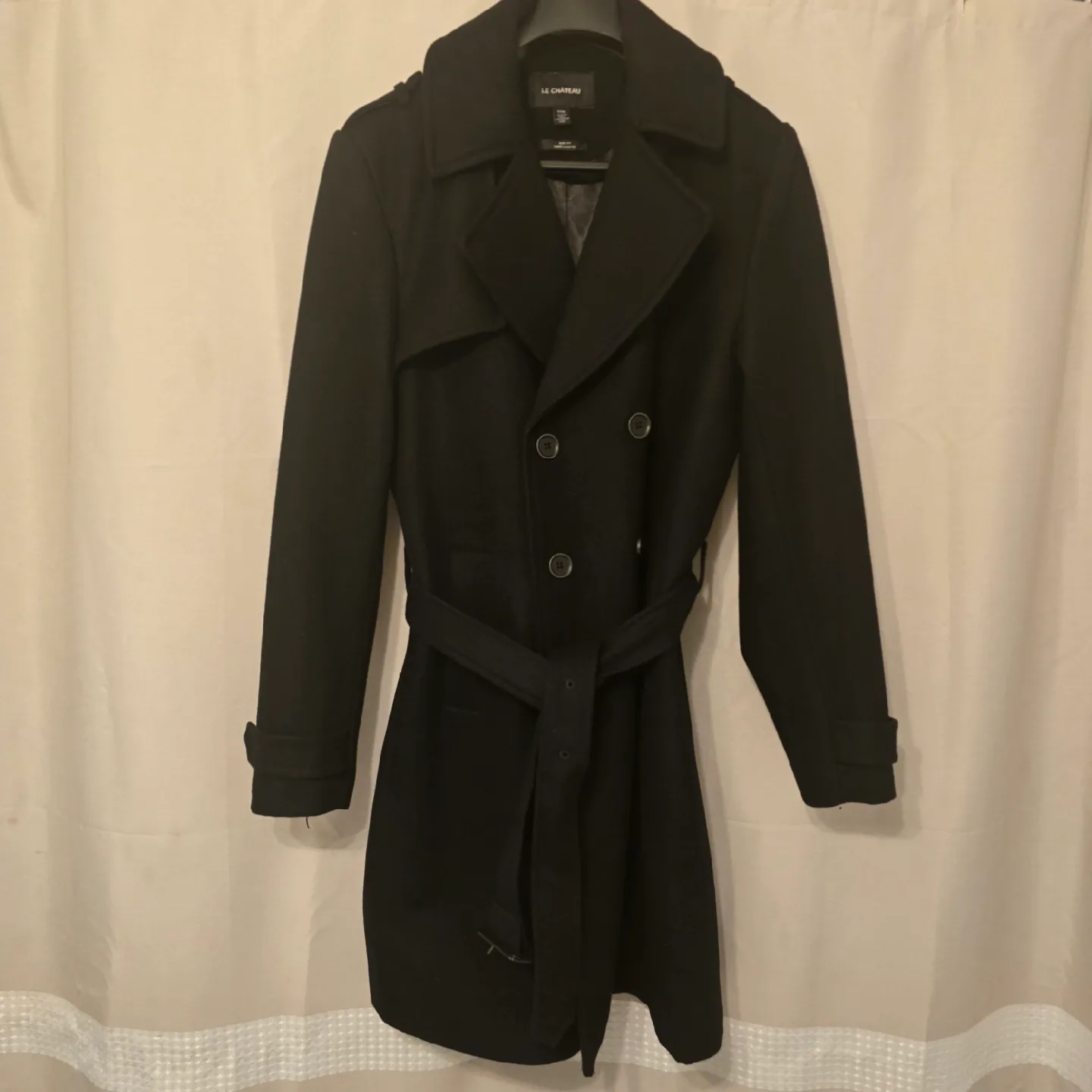 Le Chateau Black Wool Blend Trench Coat image indicator(4)