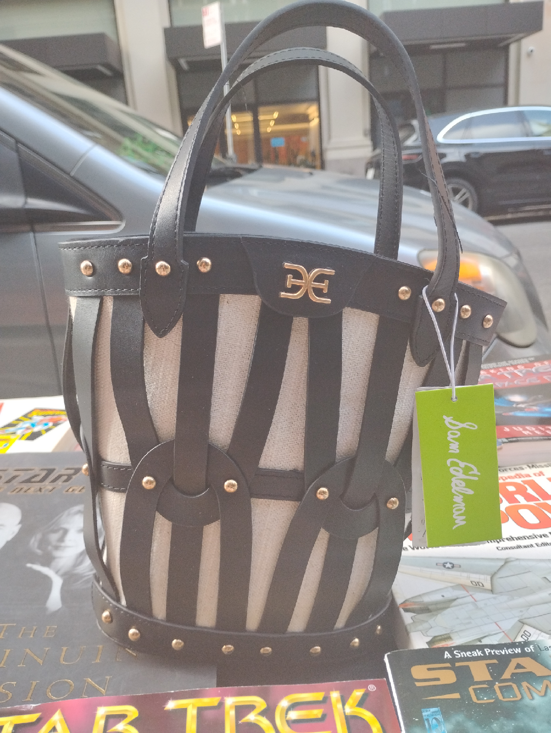 Sam Edelman Black & Beige Tote Bag