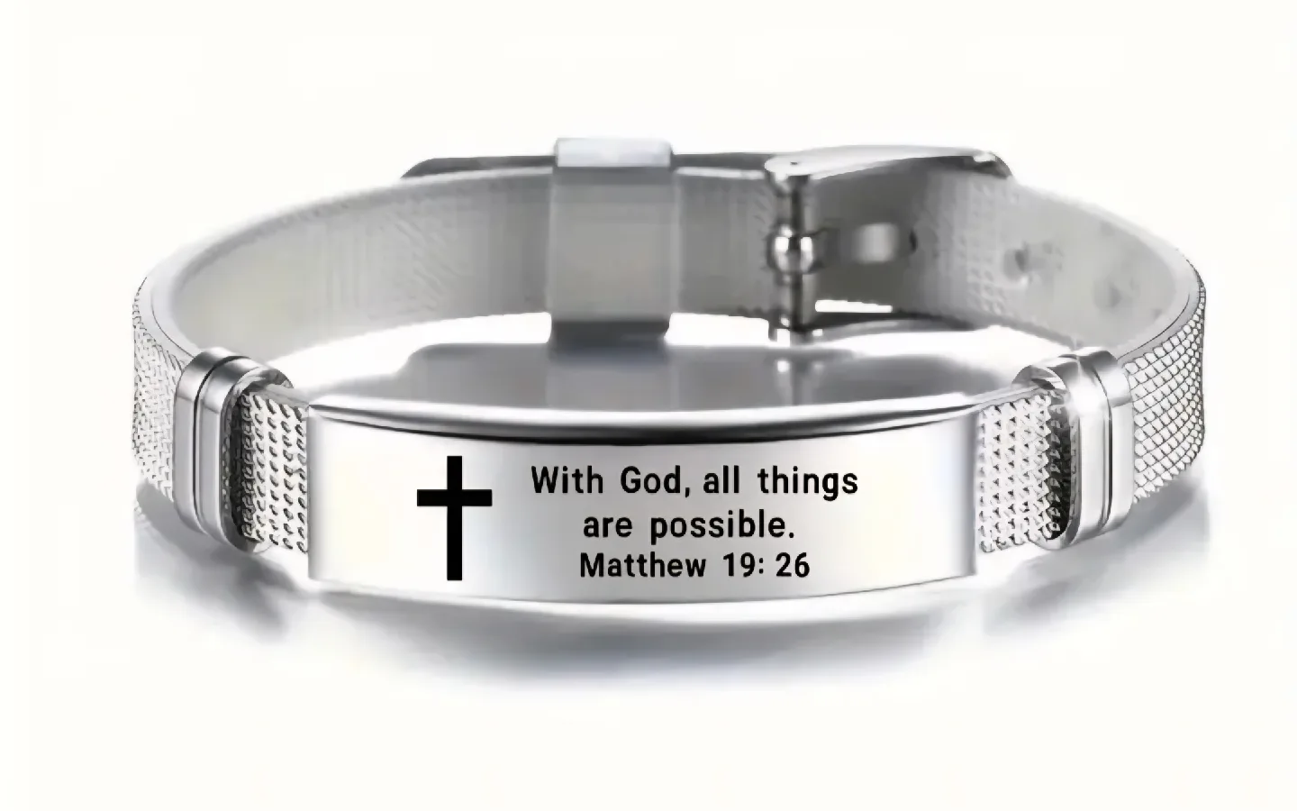 Silver Bracelet with Cross & Bible Verse image indicator(6)