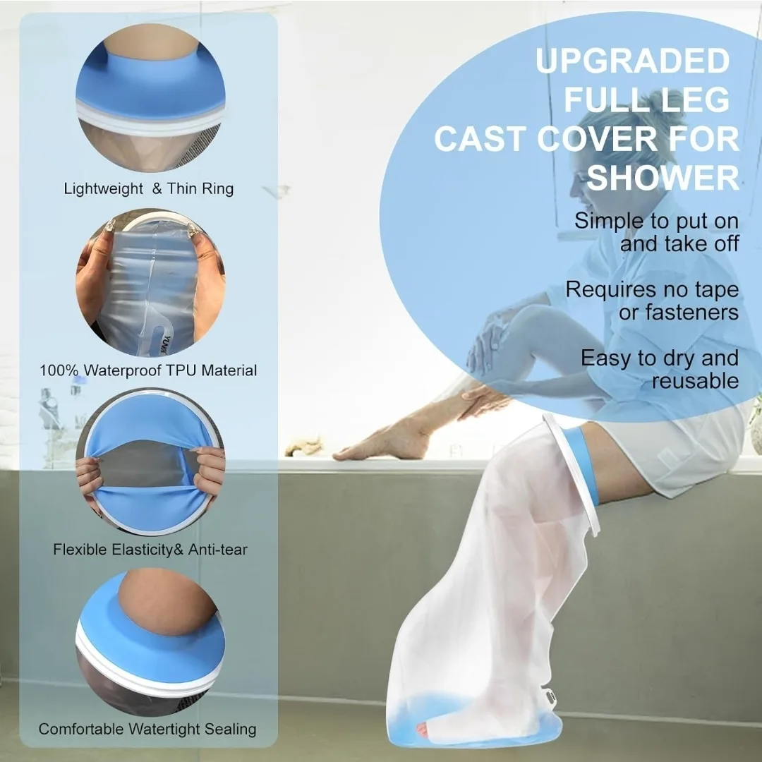 Anti-Slip & Extra Wide Waterproof Full Leg Cast Cover image indicator(3)