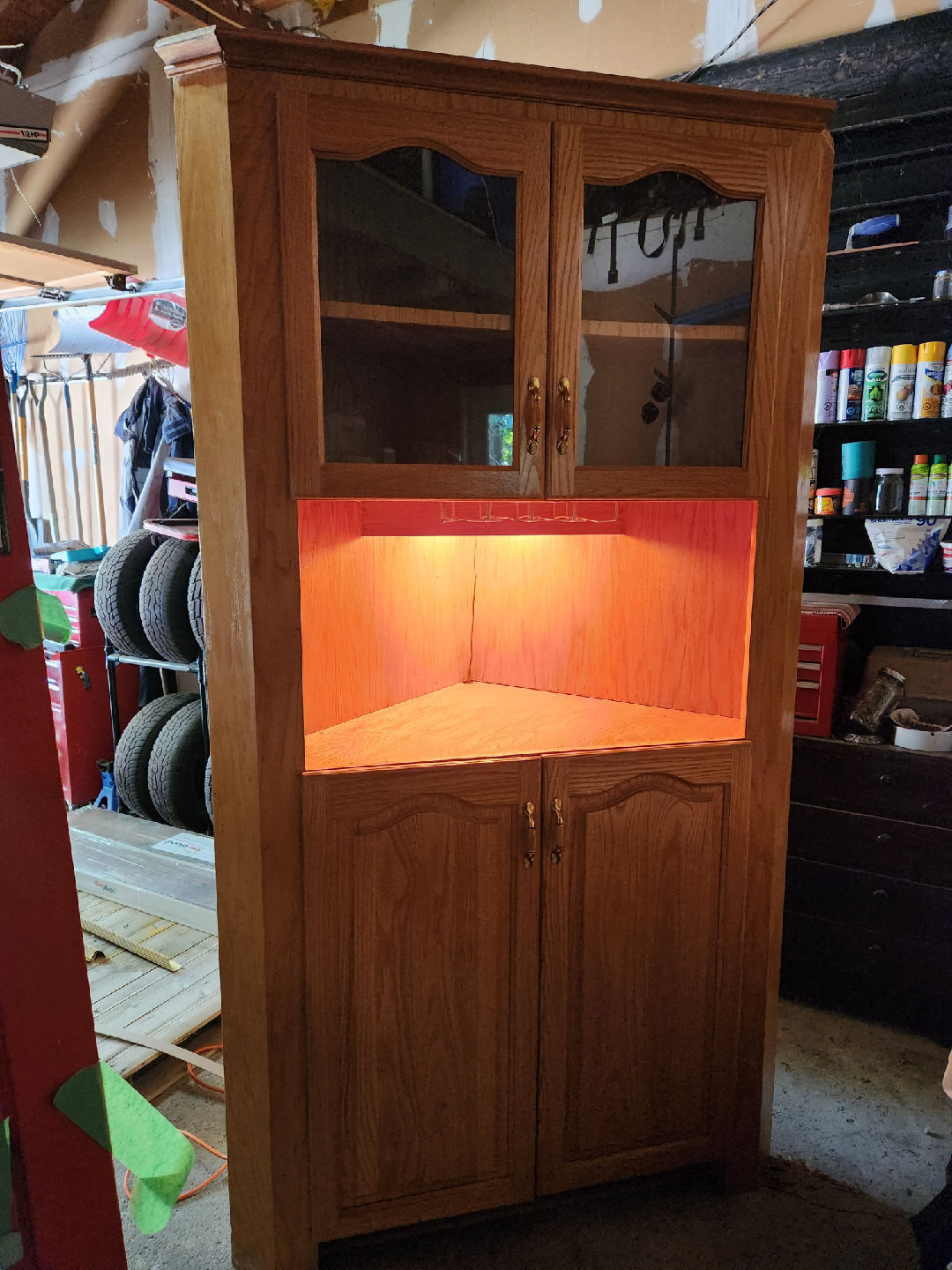 Oak Custom Made Corner Cabinet - photo 2