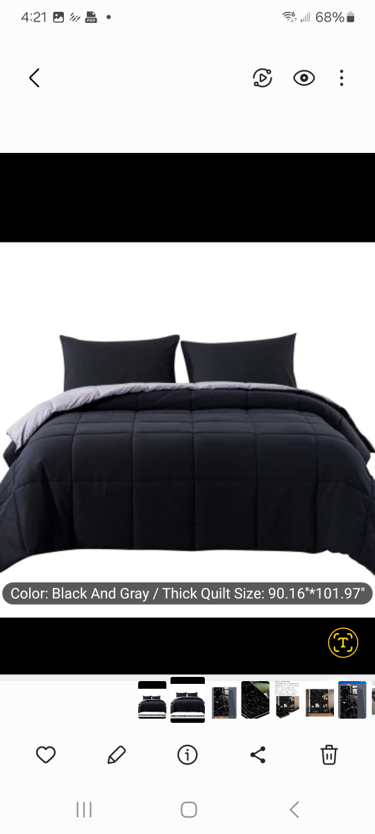 brand new  Black and Gray 7 piece Thick comforter set(90"x104")