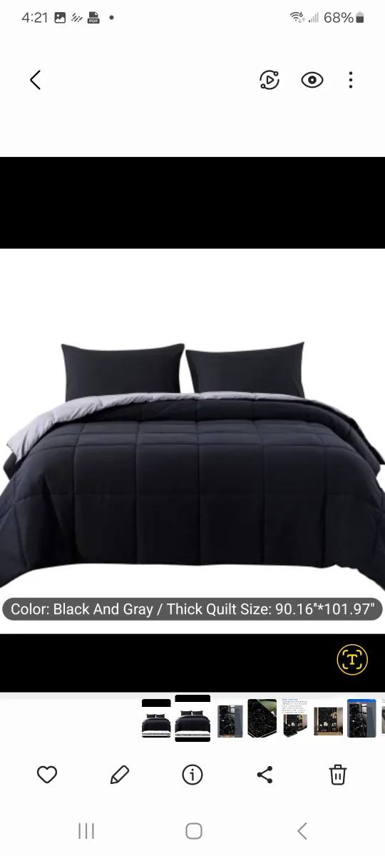 brand new  Black and Gray 7 piece Thick comforter set(90"x104") thumbnail