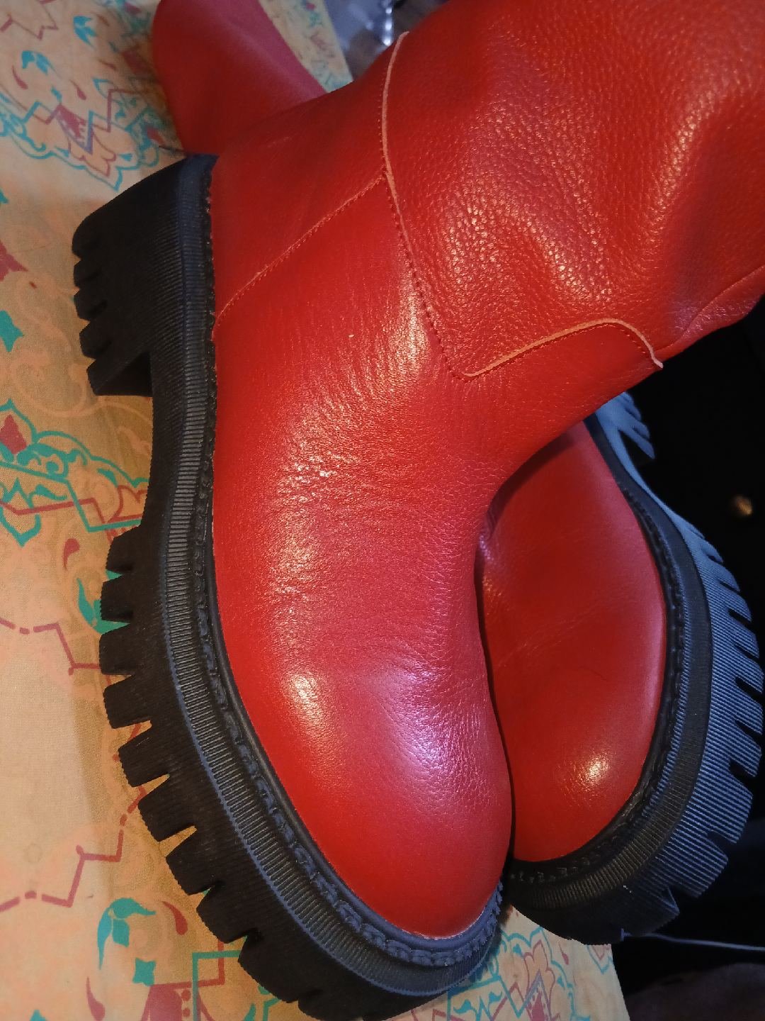 Red Leather Knee High Boots - Size 41 - photo 3
