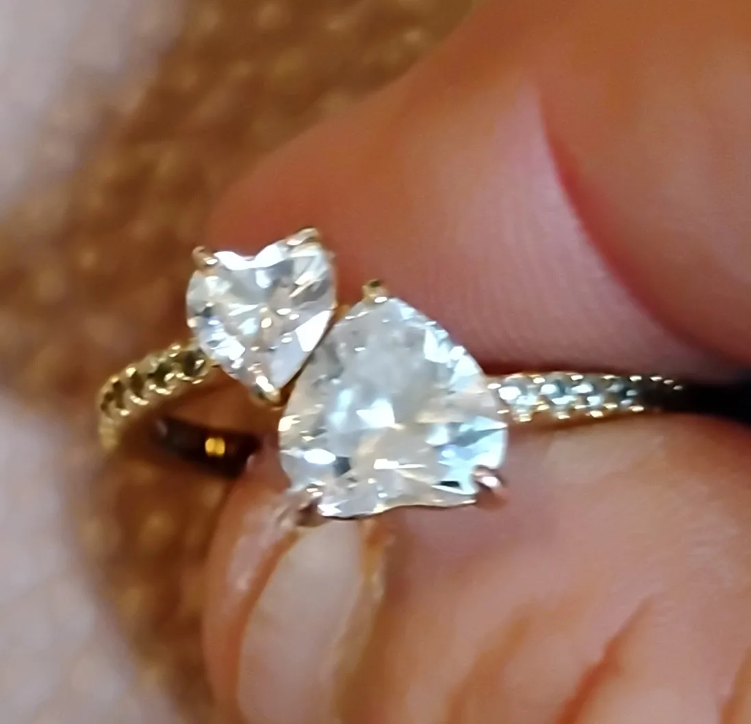 Pandora Wish Sparkling Double Heart Ring thumbnail