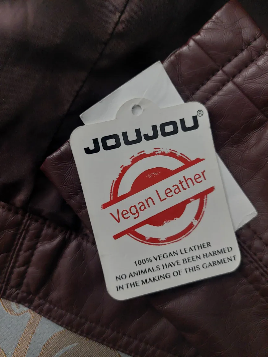 NEW - JOUJOU Vegan Leather Jacket - Burgundy XS image indicator(4)