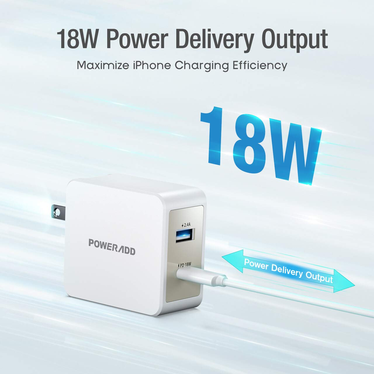 USB C Wall Charger,POWERADD 30W Dual Port Type C Charger - photo 2