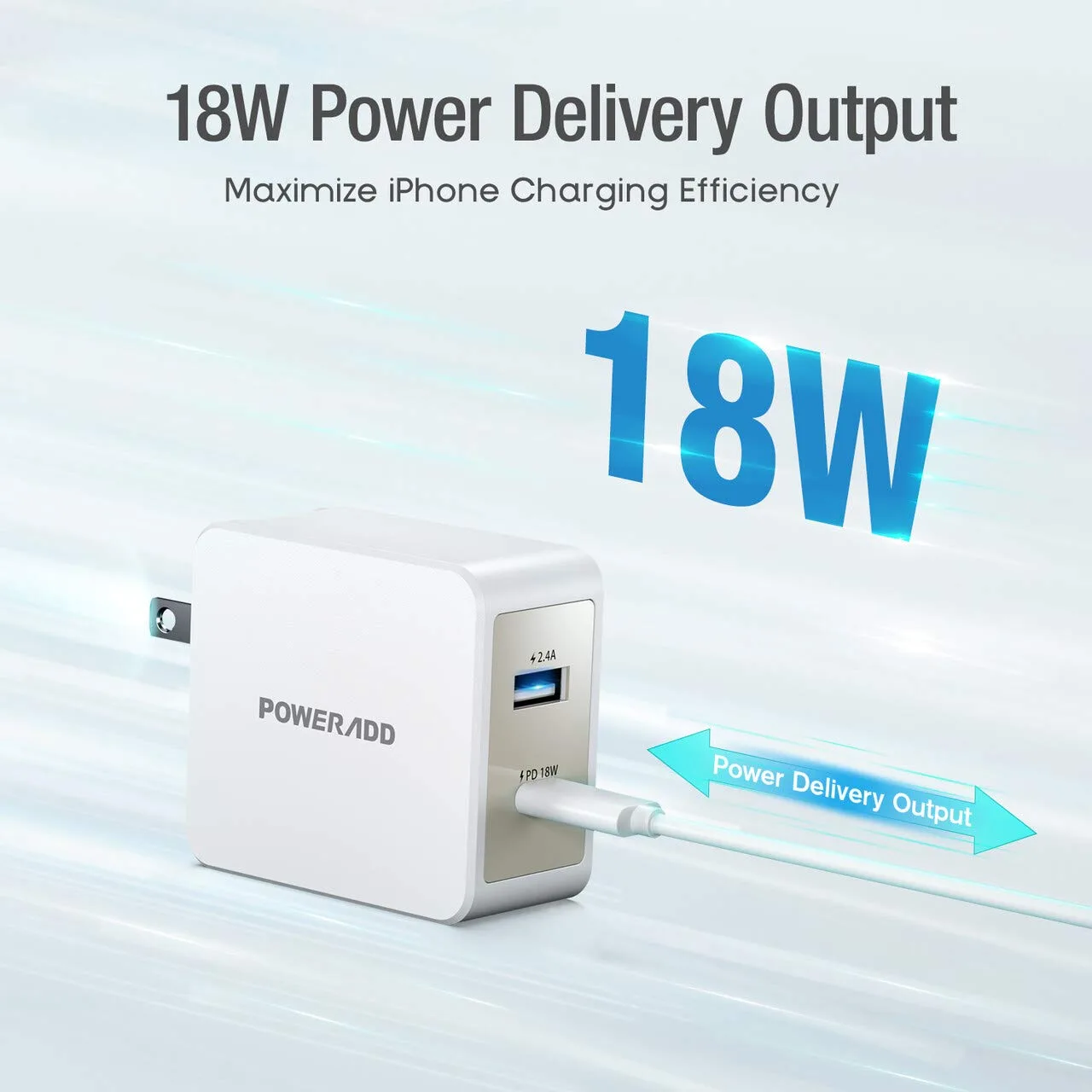 USB C Wall Charger,POWERADD 30W Dual Port Type C Charger image indicator(2)