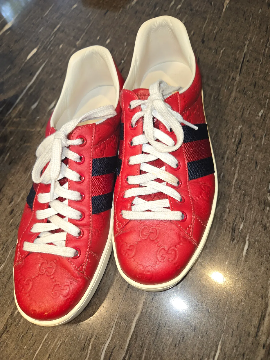 Gucci Leather Sneakers Red/Navy thumbnail