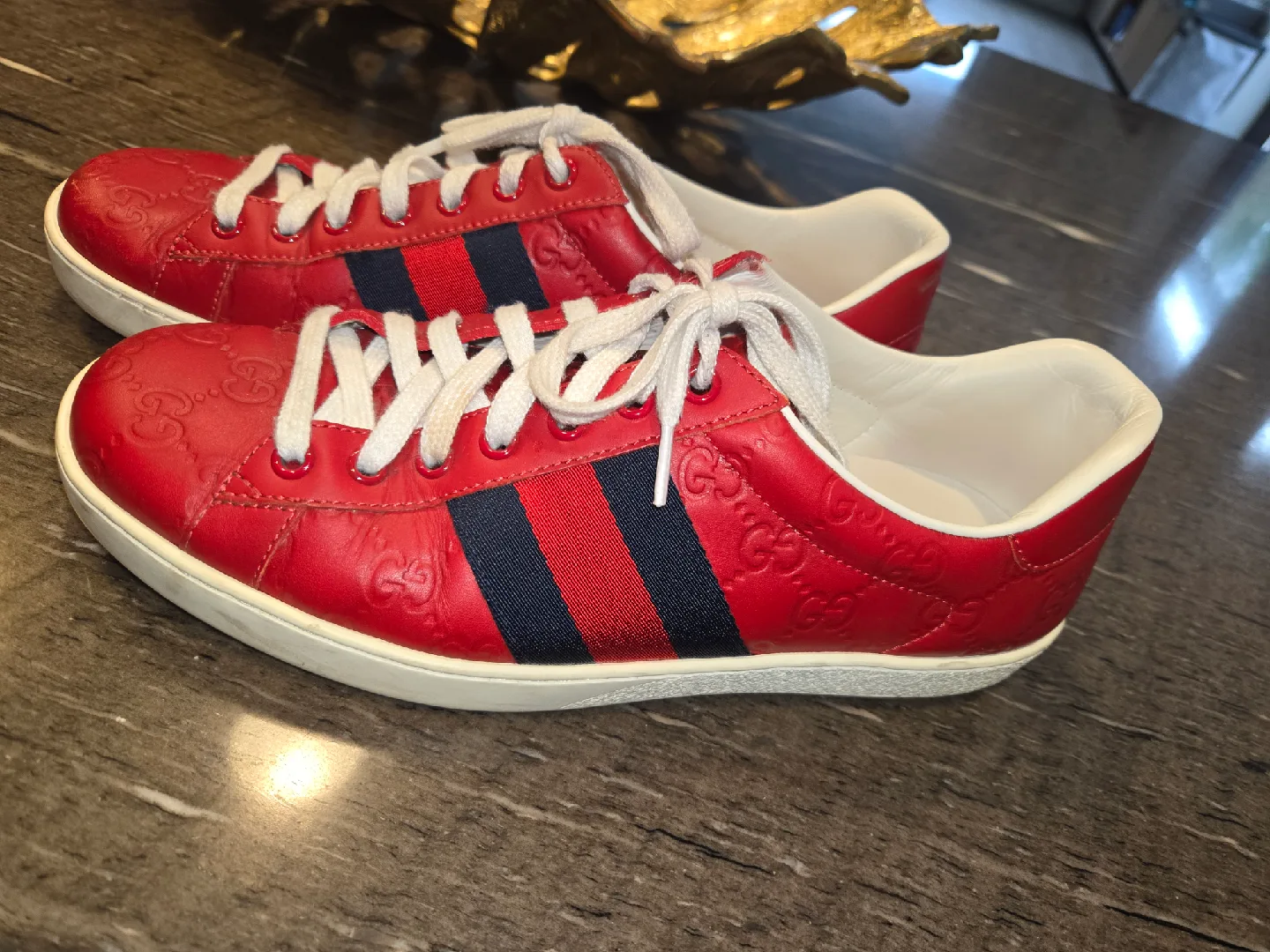 Gucci Leather Sneakers Red/Navy image indicator(2)