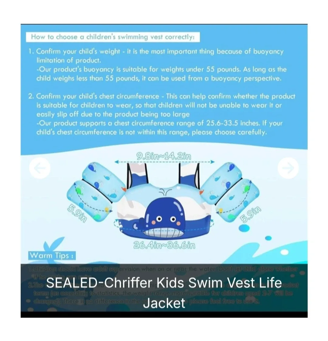 New Chriffer Kids Swim Vest Life Jacket – Blue Whale image indicator(2)