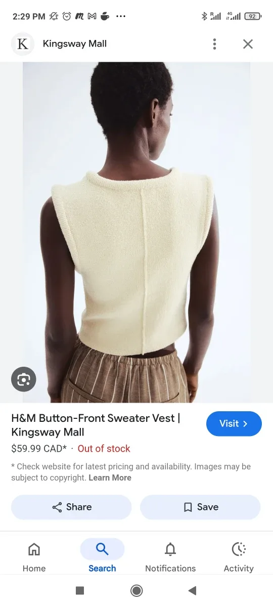 H&M Light Beige Button-Front Sweater Vest image indicator(2)