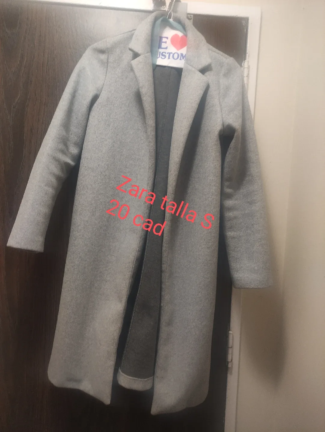 Zara Grey Wool Coat Size S thumbnail