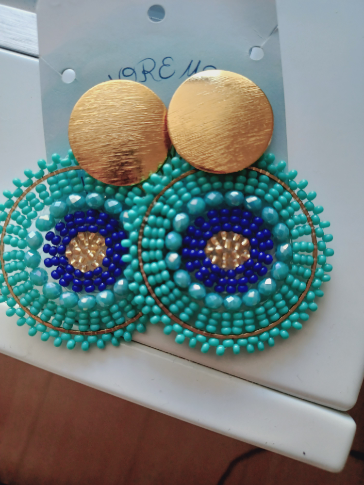 Handmade Beaded Earrings - Turquoise & Blue