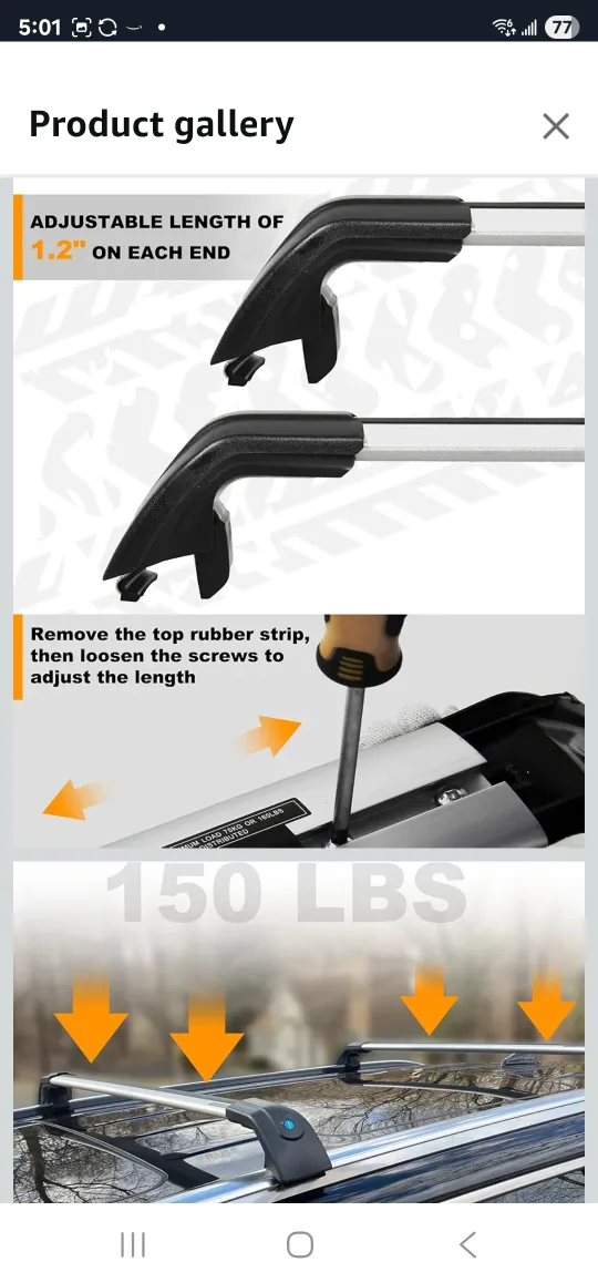 Kia Telluride Roof Rack Cross Bars - Anti-Theft Design image indicator(2)