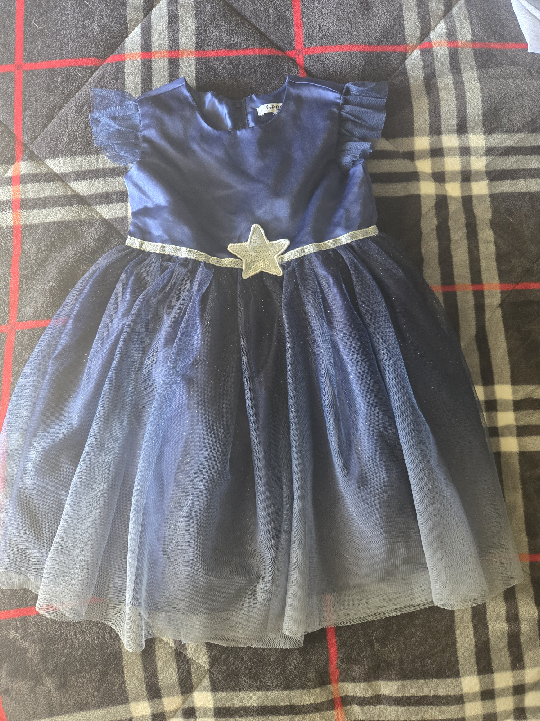 George Girls' Blue Dress with Star Accent