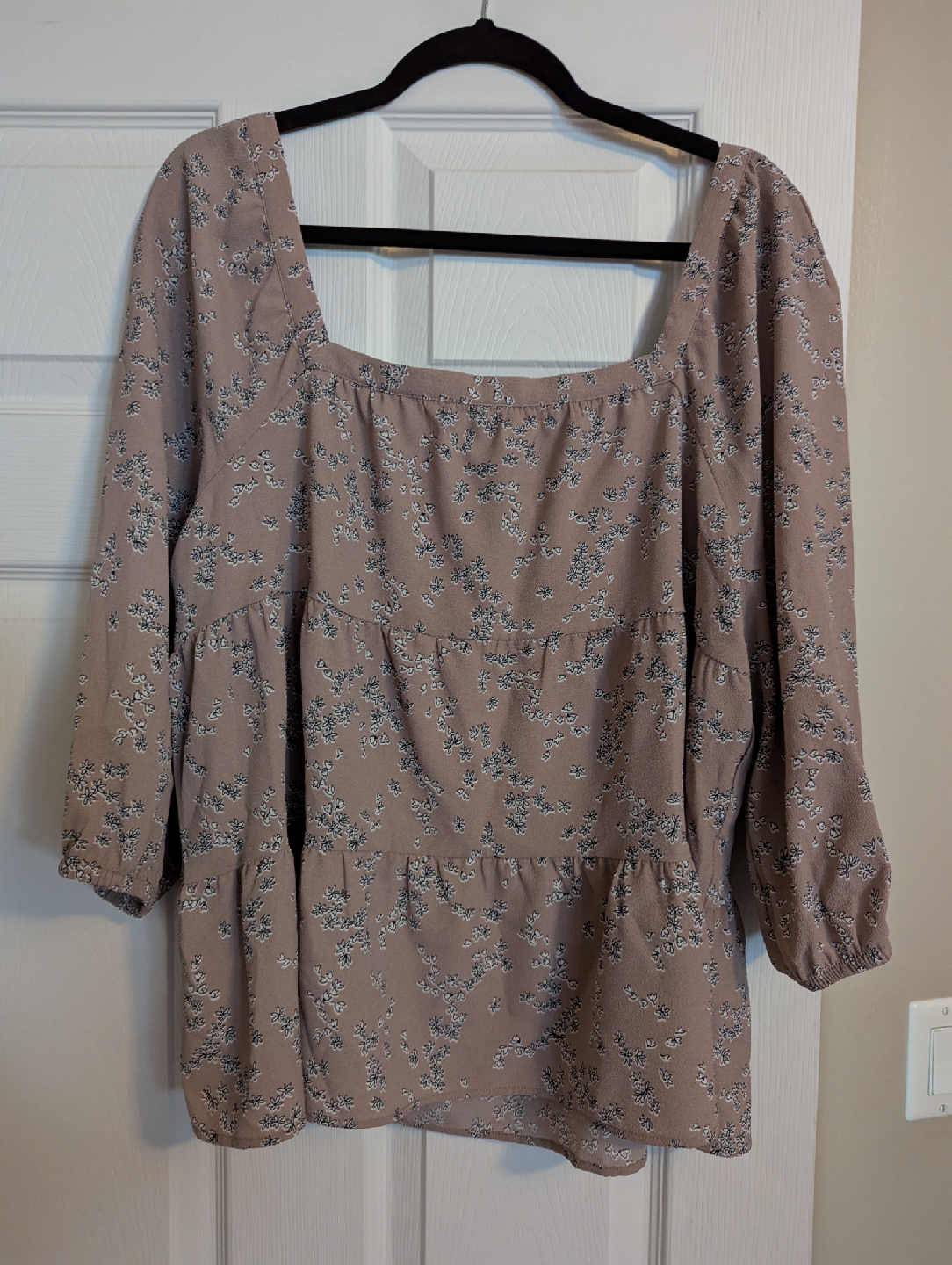 Floral Print Tiered Blouse - Size xl