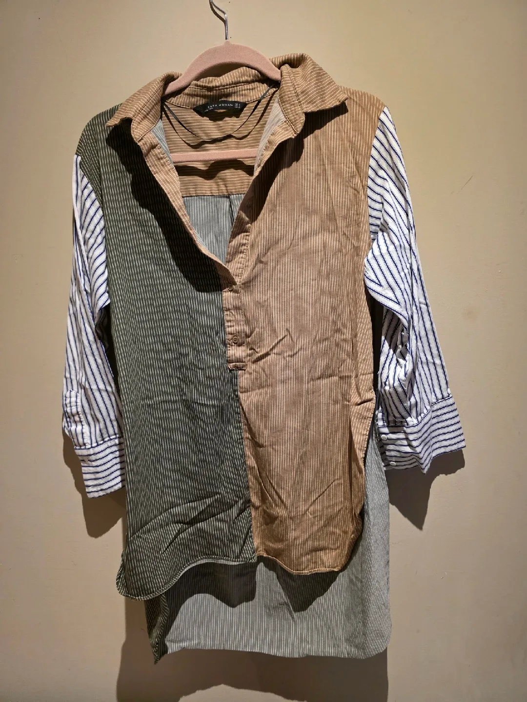 Zara Woman Striped Colour Block Shirt - Size M thumbnail