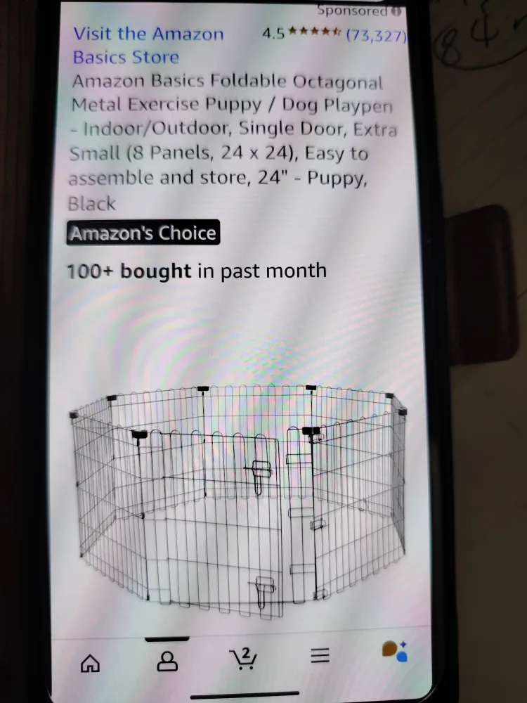 🥕Amazon Basics Foldable Octagonal Dog Playpen thumbnail