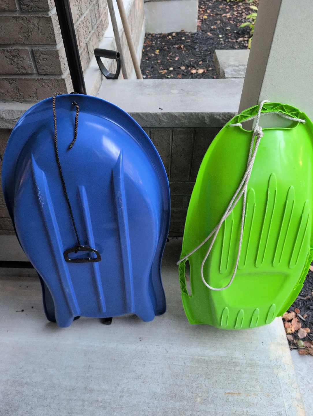 Blue and Green Plastic Toboggan Sleds image indicator(2)