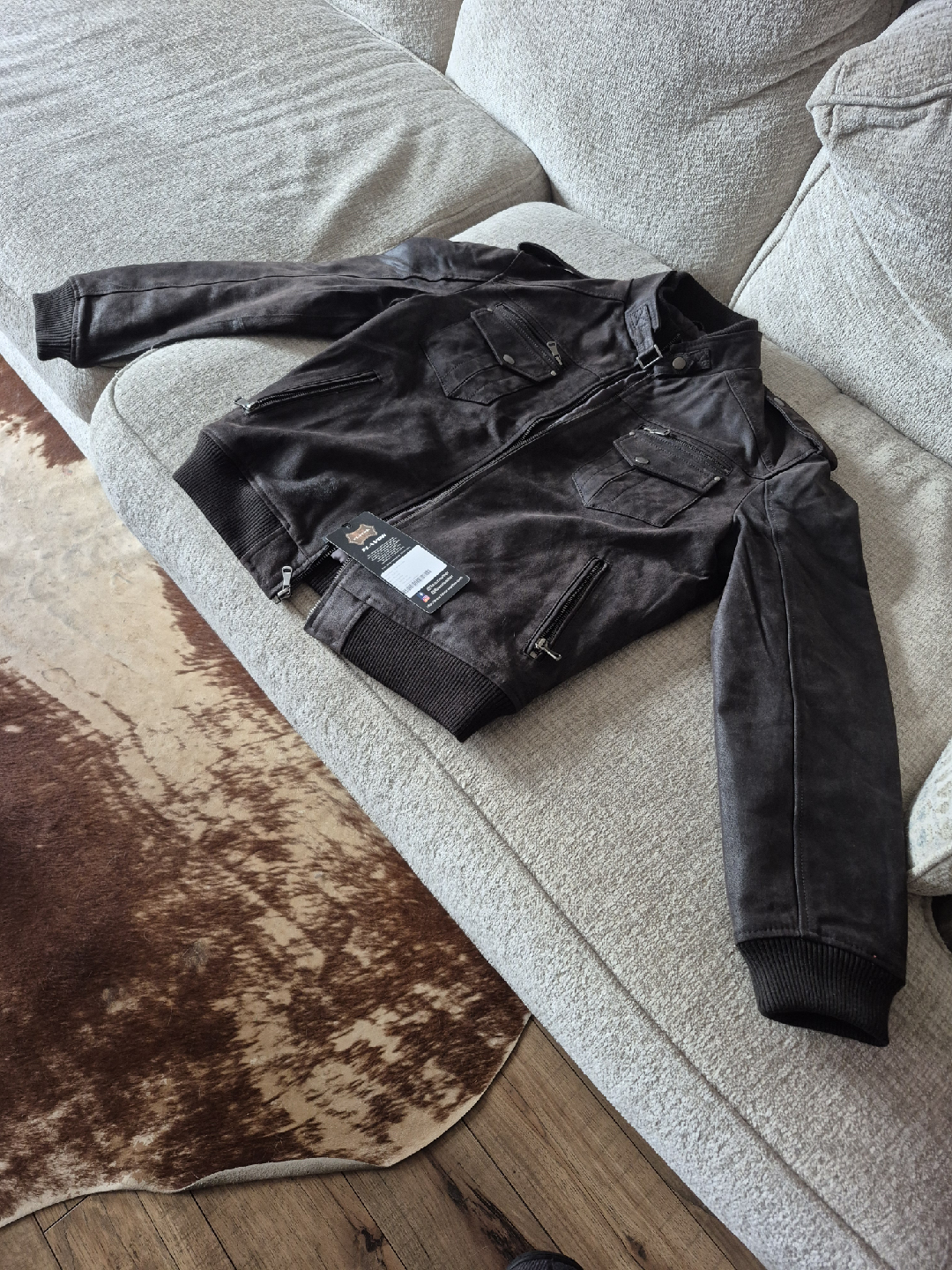 FLAVOR Dark Brown Leather Jacket - Size Small