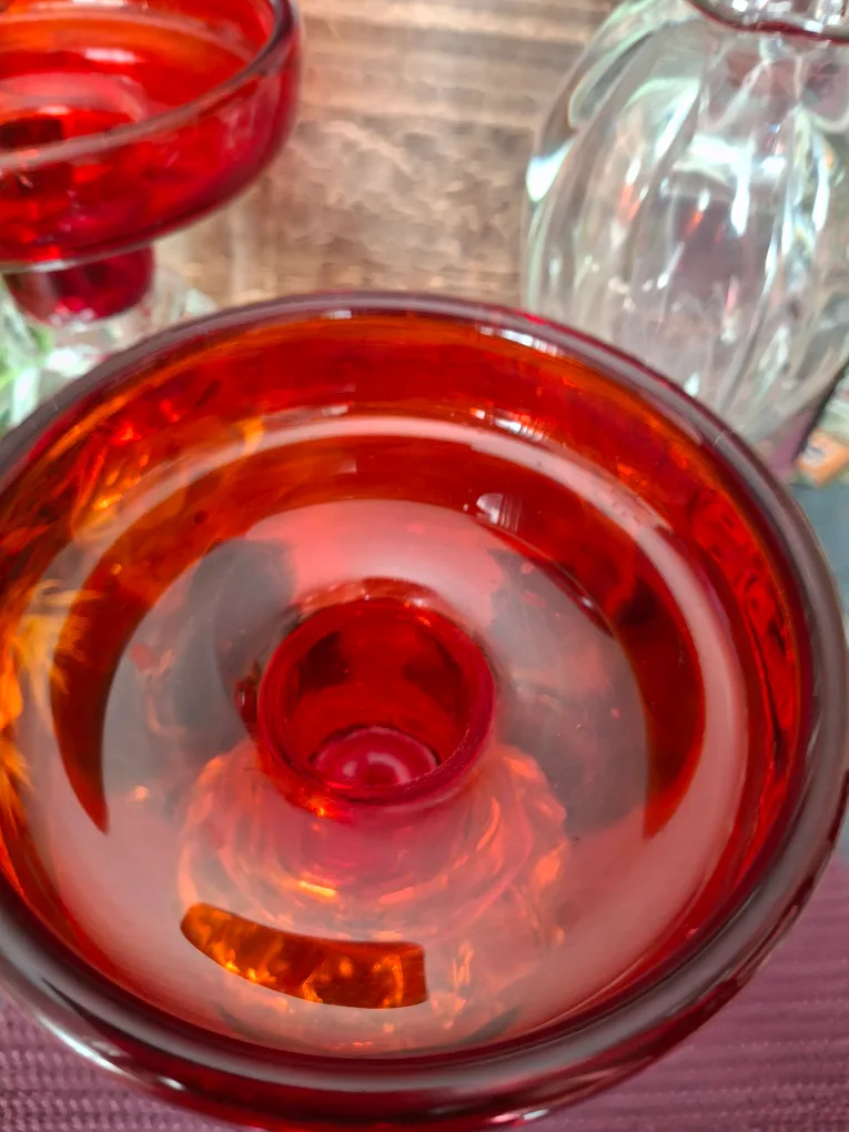 Red & Clear Glass Candle Holders (Set of 3) image indicator(7)