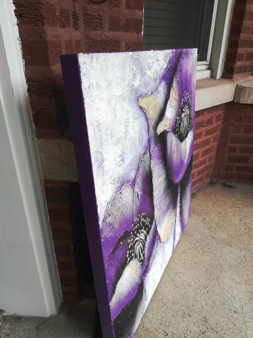 Purple Floral Textured Canvas Wall Art - photo 5