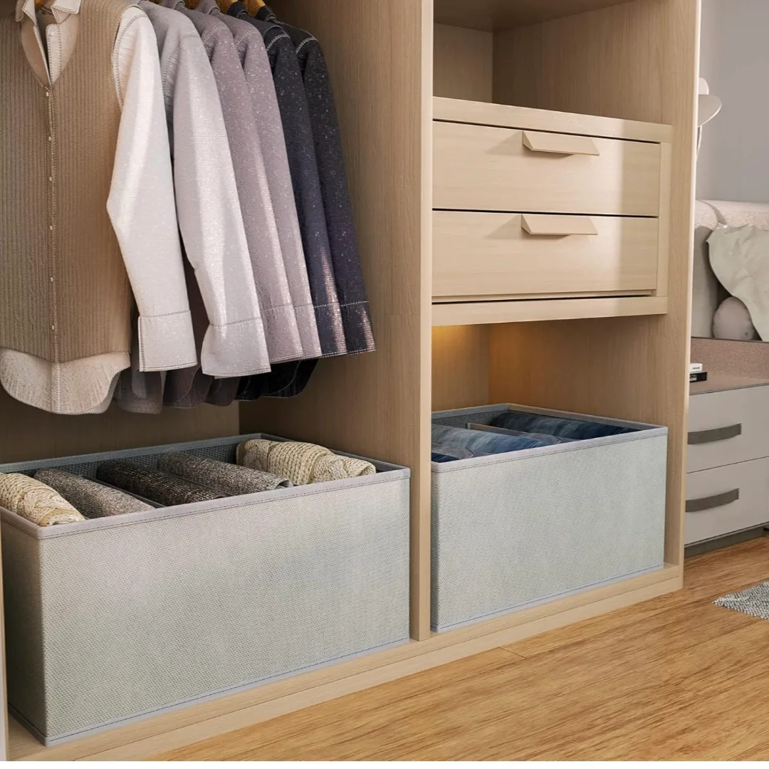 4 Pack Foldable Closet Clothes Organizer - 5 Grids image indicator(5)