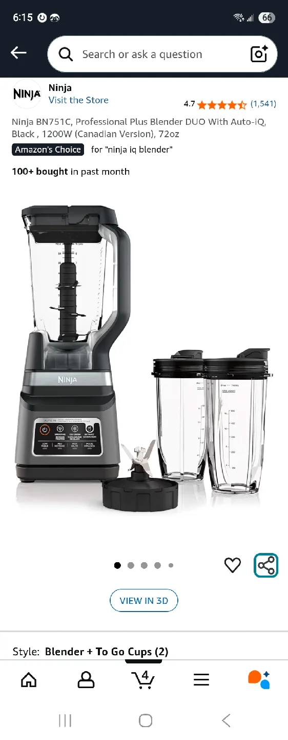 Ninja Professional Plus Blender DUO BN751C - Black thumbnail