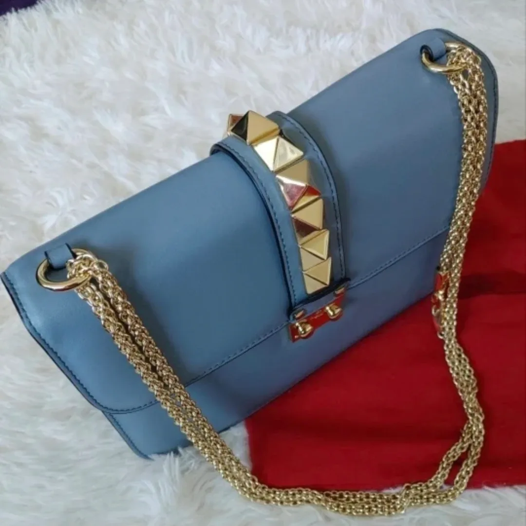 Valentino Garavani Blue Leather Rockstud Bag image indicator(3)