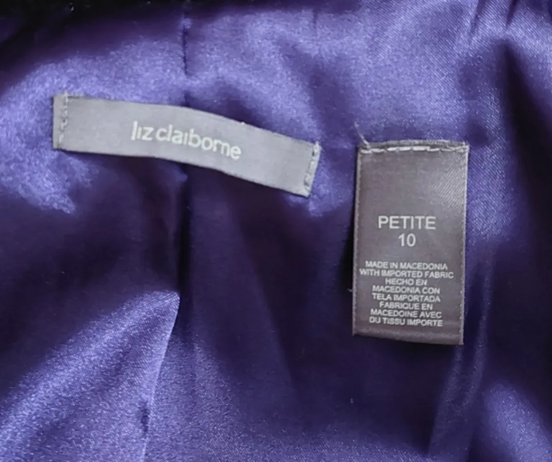 Liz Clariborne Black Blazer Jacket Pettite Size 10 image indicator(8)