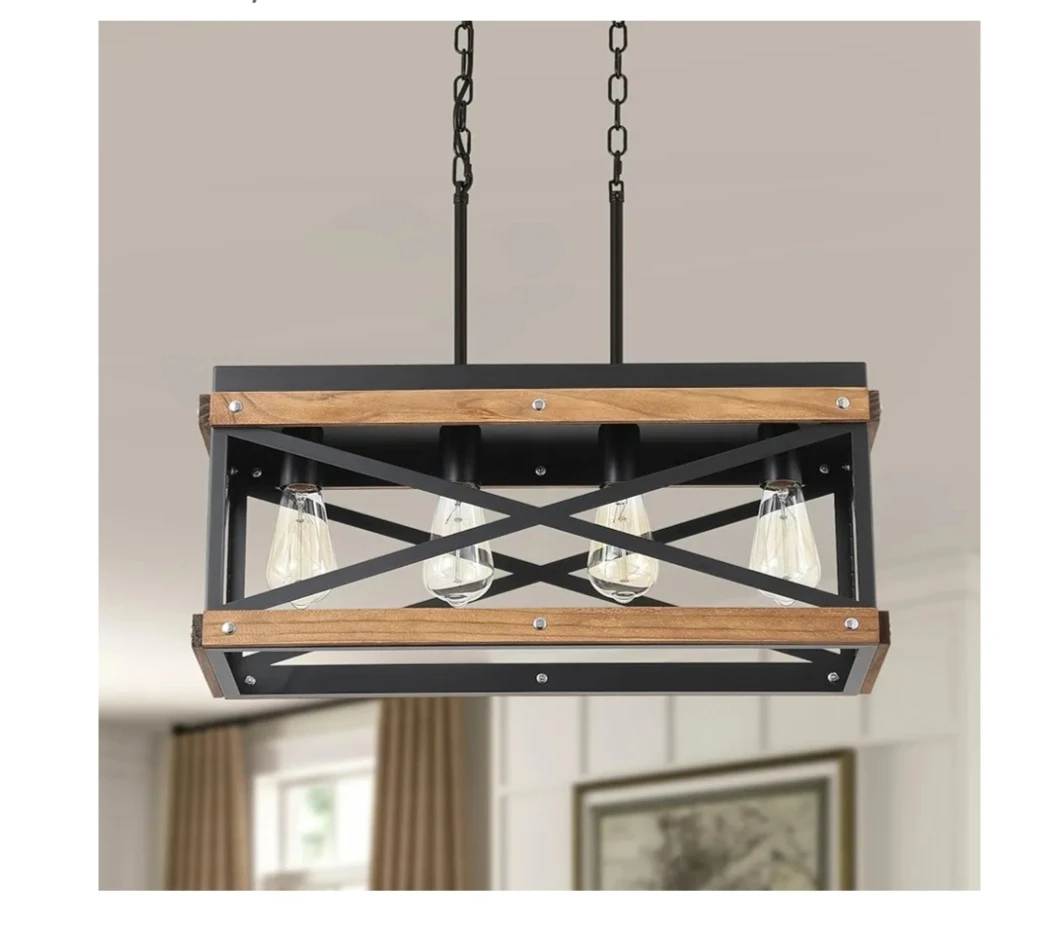 Farmhouse Black Rectangle Chandelier