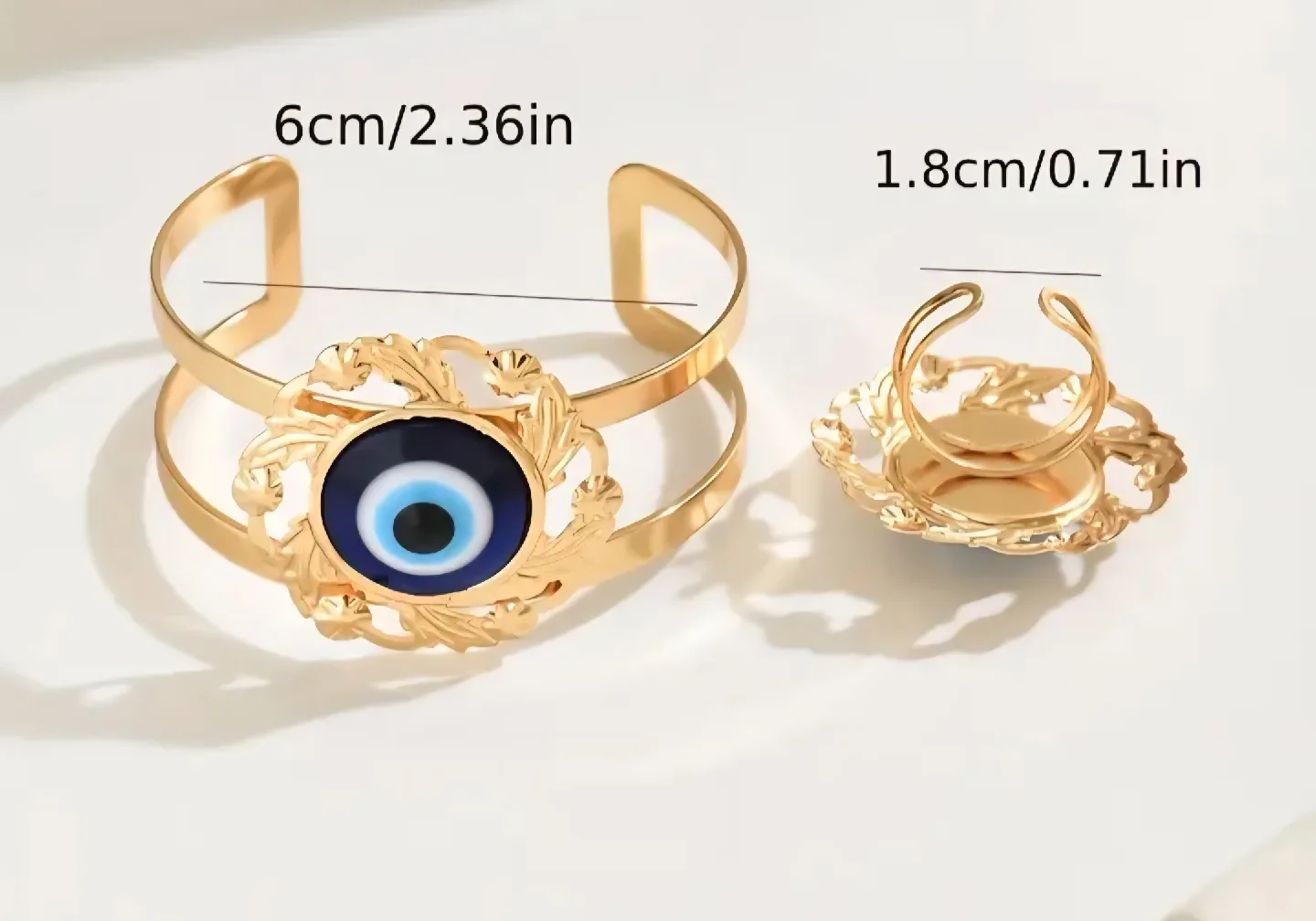Evil Eye Gold Ring and Bracelet Set image indicator(3)