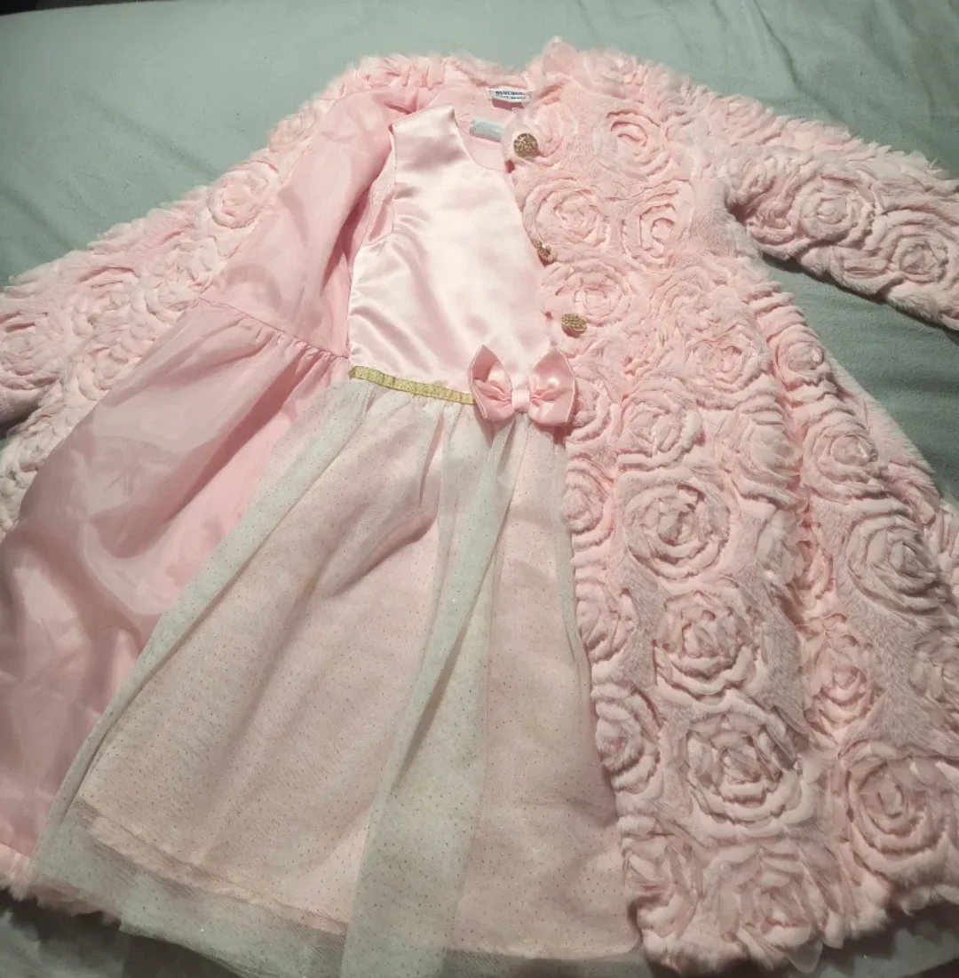 Blueberr Cool Wear Pink Dress & Coat - Size 8