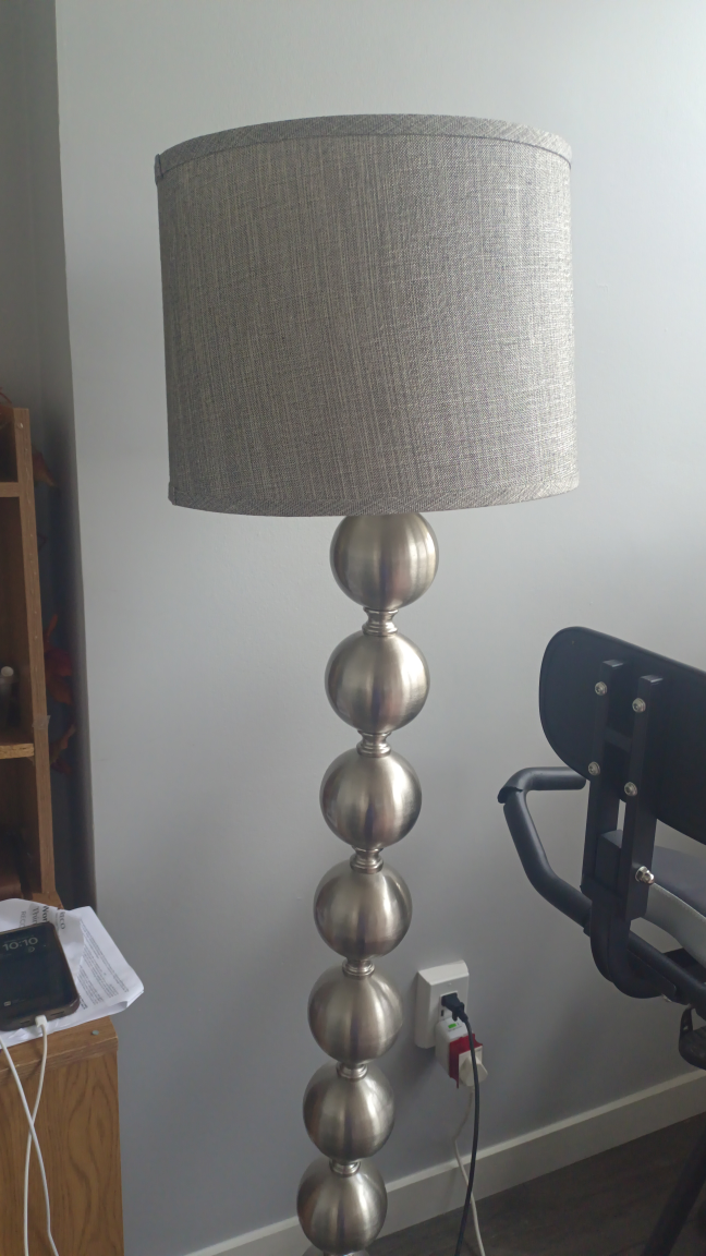 Silver Floor Lamp with Grey Shade - photo 2